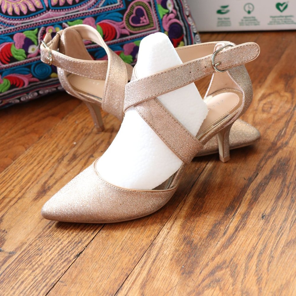 Maryrae Champagne Strap Pump Heel, Kelly & Katie